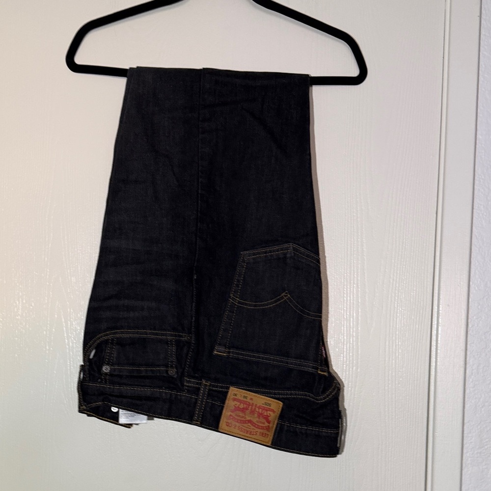 Levi's 505 Black Dark Wash Straight Jeans 36 x 30